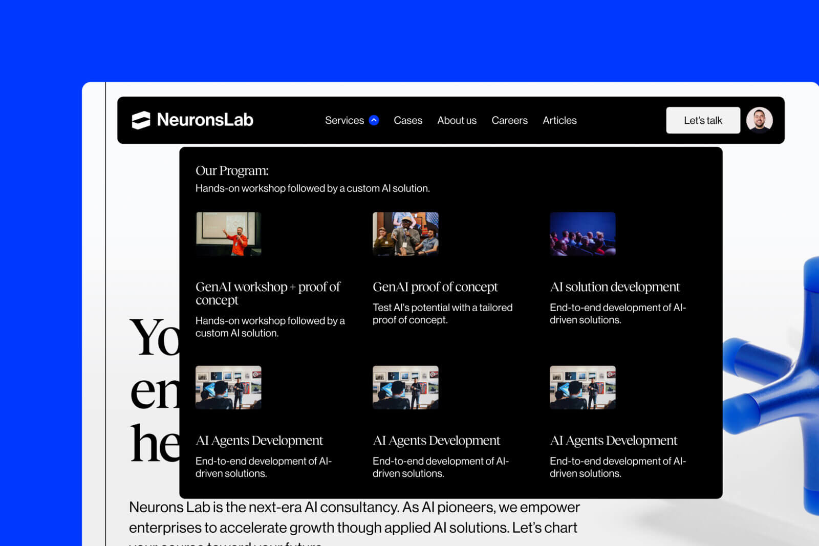Website dịch vụ AI ứng dụng của Neurons Lab